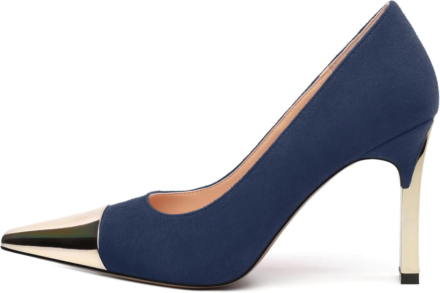 Women's Pumps, Square Toe High Heels, Fashion Patchwork Color Slip On Chunky Heel Shoes for Women