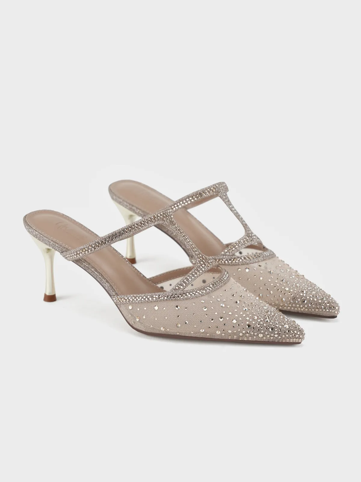 Womens "ADONIS" Net Adorned Evening Sandals