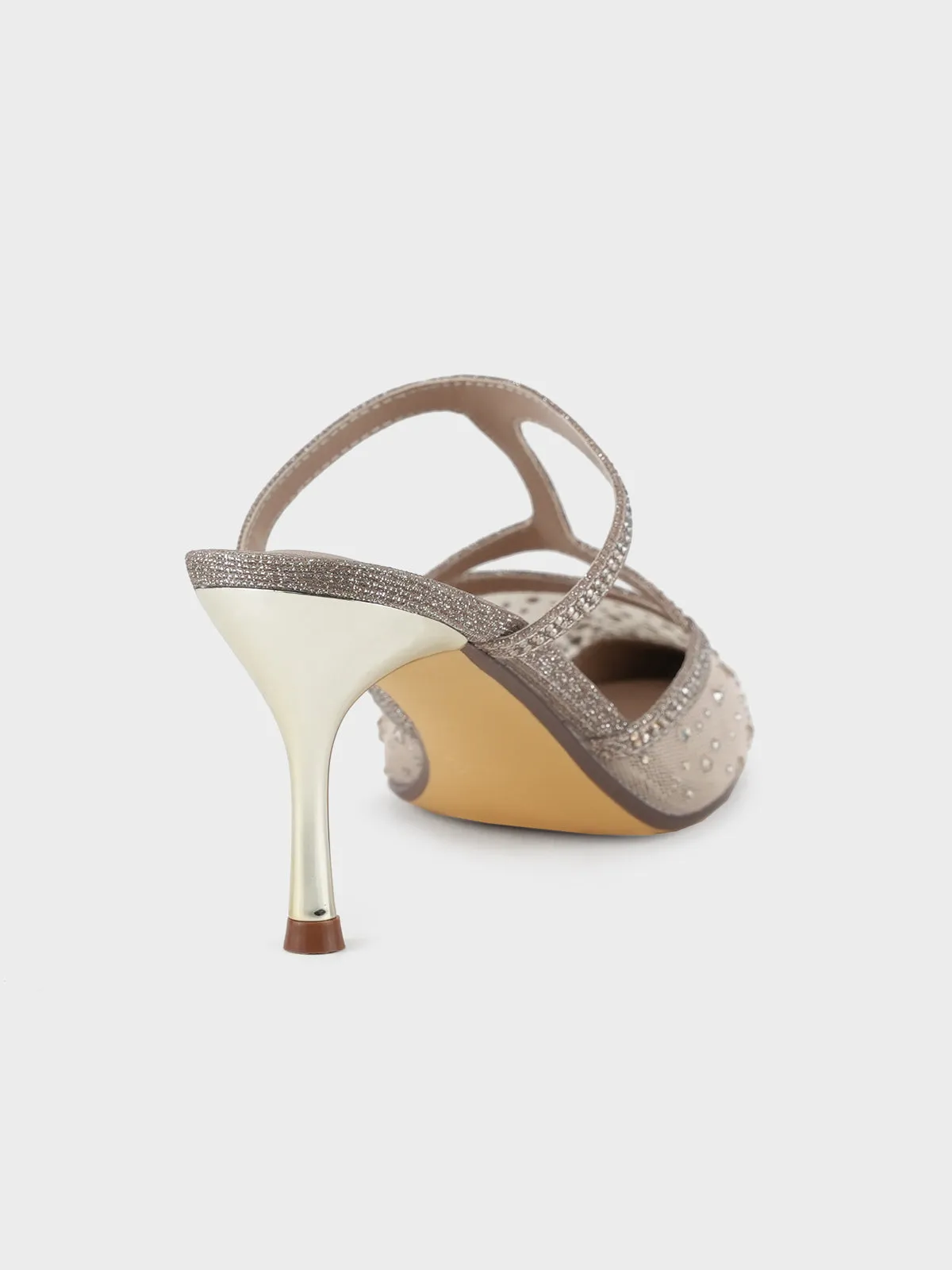 Womens "ADONIS" Net Adorned Evening Sandals