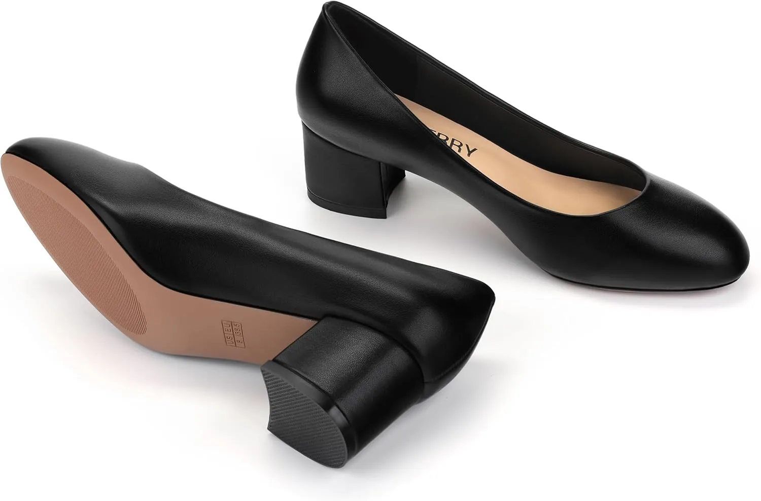 Women's Round Toe Block Chunky Heel Pumps, Closed Toe Low Heels for Women, Comfort Wedding Party Office Work Dress Shoes 2 Inch