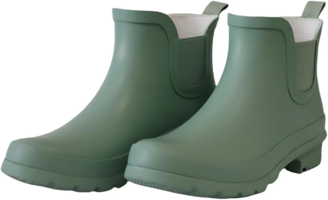 Women's Rubber Rain Boots Waterproof And Anti-slipping Rainboots For Women Stylish Light Ankle Rain Shoes-Runs 1 size samller