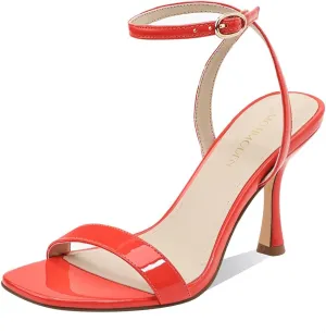 Women's Sandals Open Square Toe Sandals Ankle Strap High Kitten Heels Stilettos Square Open Toe Dressy Sexy Shoes for Women Chic Heeled Sandals