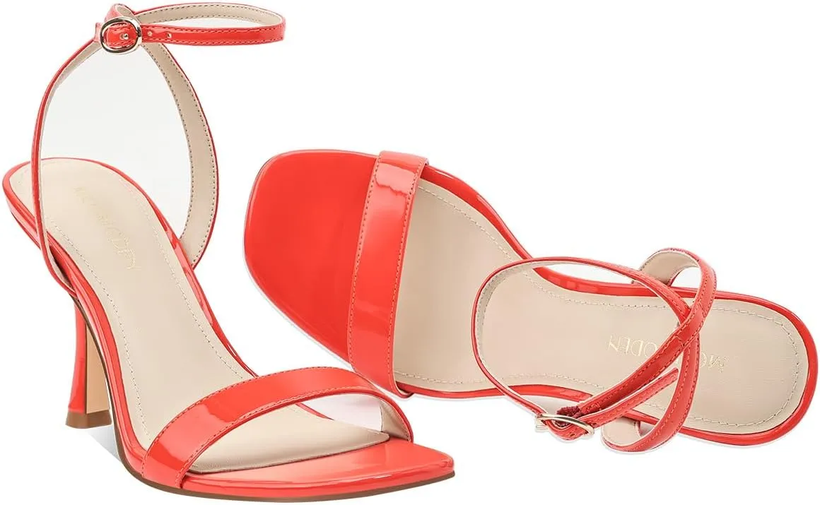 Women's Sandals Open Square Toe Sandals Ankle Strap High Kitten Heels Stilettos Square Open Toe Dressy Sexy Shoes for Women Chic Heeled Sandals