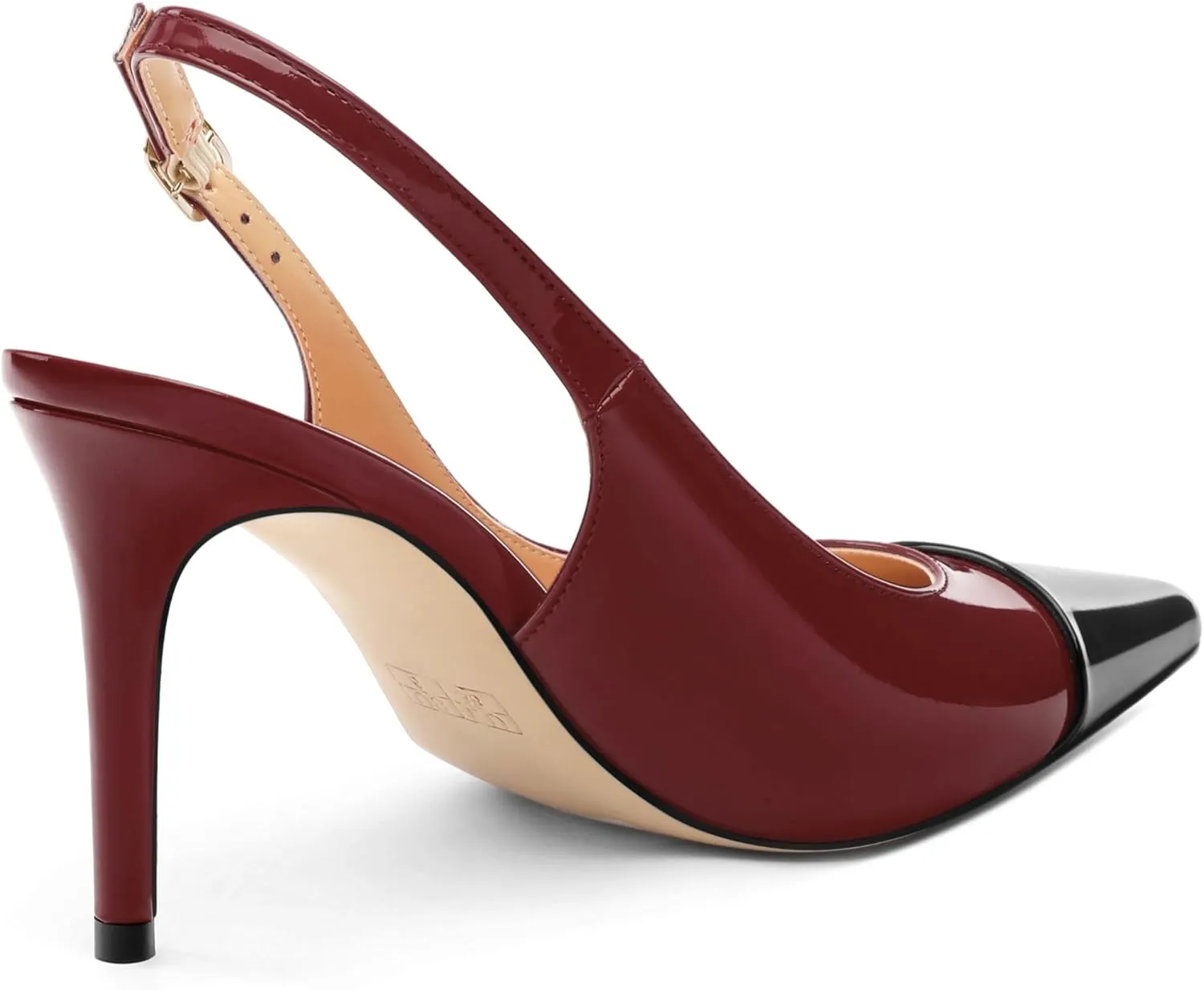 Women's Slingback Kitten Heels Pointed Toe Pumps Cap Teo High Heel Shoes Two Tone Splicing Shoes for Casual Party Wedding Office 3.1"