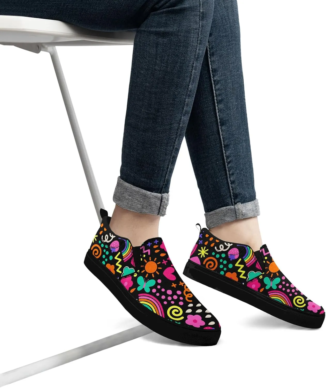 Women's Slip-On Canvas Sneakers – Lightweight, Breathable, Trendy Work Shoes for Nurses, Teachers,Mom and Casual Wear