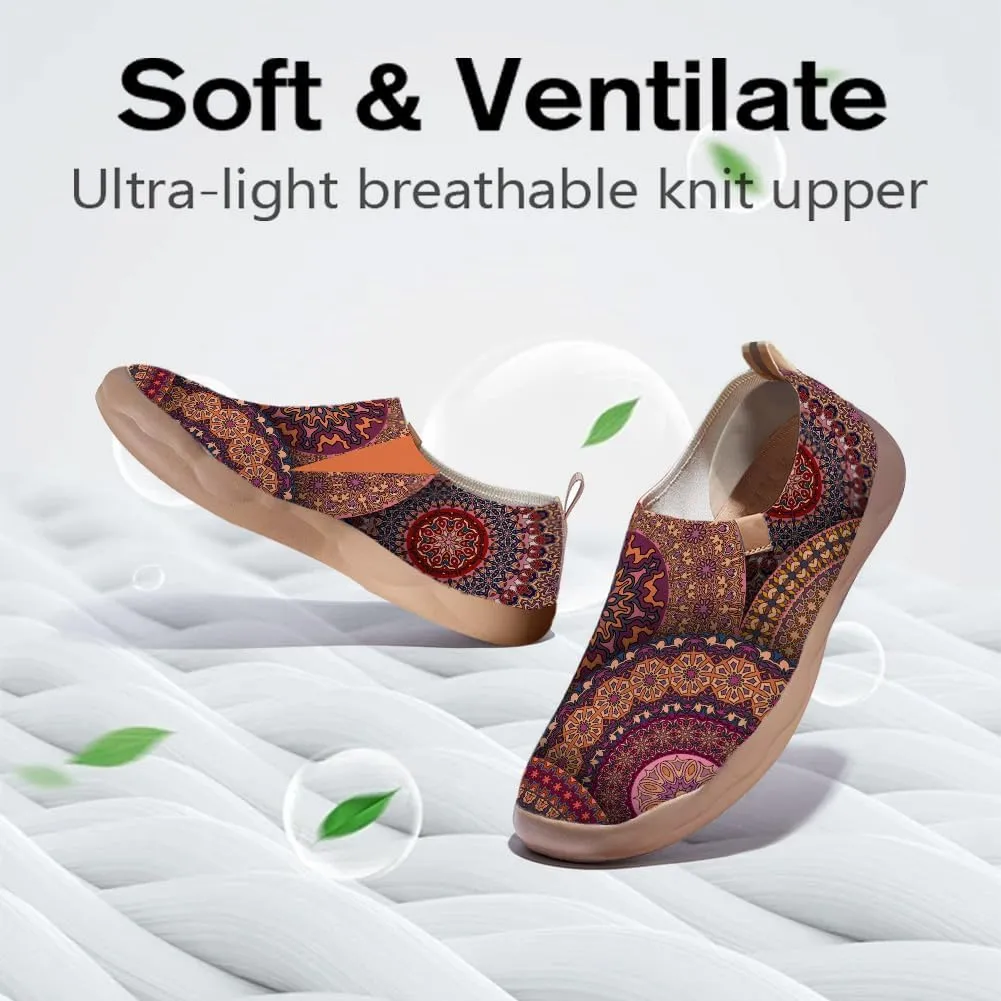 Women's Slip-On Loafers Painted Travel Shoes Walking Breathable Knit Mesh Ladies Fashion Art Sneaker