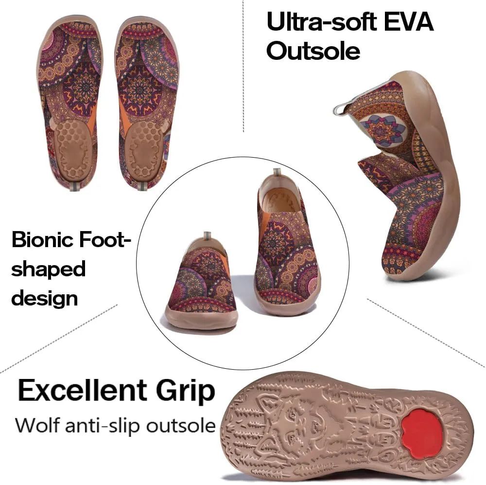 Women's Slip-On Loafers Painted Travel Shoes Walking Breathable Knit Mesh Ladies Fashion Art Sneaker