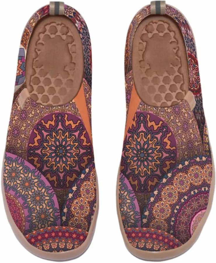 Women's Slip-On Loafers Painted Travel Shoes Walking Breathable Knit Mesh Ladies Fashion Art Sneaker