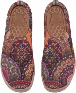 Women's Slip-On Loafers Painted Travel Shoes Walking Breathable Knit Mesh Ladies Fashion Art Sneaker