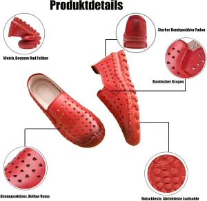 Women's Soft Leather Ortho 4D Pain Relief Loafers,Hollow Slip-on Flat Orthopedic Sneakers,Fashion Breathable Hand-Stitching Non-Slip Mom Comfort Walking Shoes