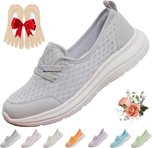 Women's Soft Sole Mesh Comfort Orthopedic Shoes, Breathable Slip-On Flat Walking Shoes, Lightweight and Breathable