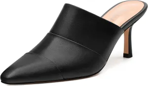 Women's Square Closed Toe Heeled Sandals, Ruched Mid Stiletto Heels, Fashion Comfort Daily Working Party Slide Sandals for Women