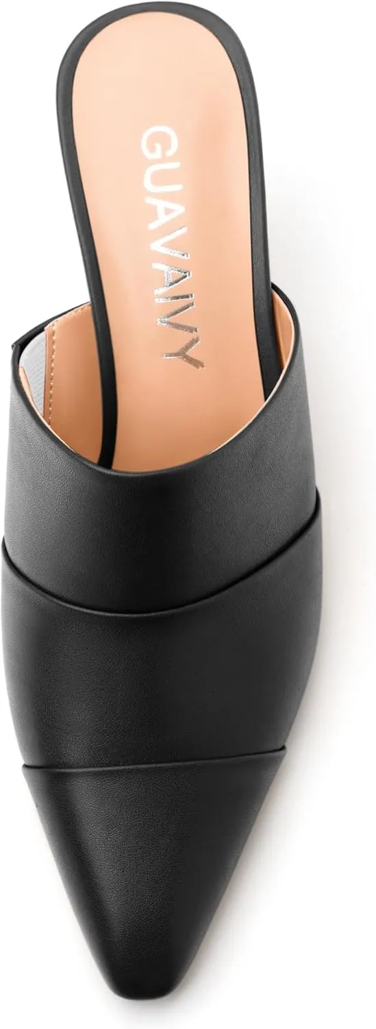 Women's Square Closed Toe Heeled Sandals, Ruched Mid Stiletto Heels, Fashion Comfort Daily Working Party Slide Sandals for Women