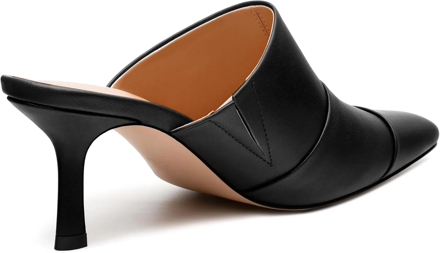 Women's Square Closed Toe Heeled Sandals, Ruched Mid Stiletto Heels, Fashion Comfort Daily Working Party Slide Sandals for Women