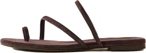 Women's Strappy Flat Sandals Slip On Slides Toe Ring Slippers with Cross Strap Comfortable Open Toe Summer Flats Shoes