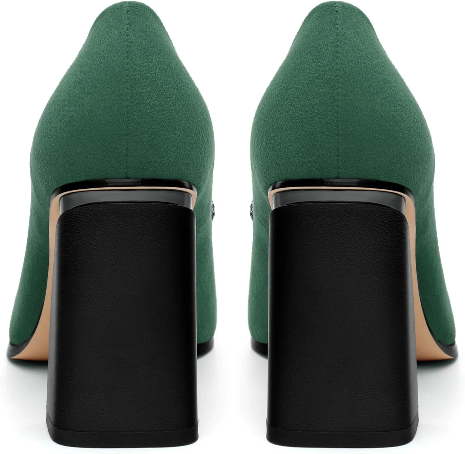 Women's Suede Chunky Block high Heels Comfortable Closed Pointed Toe Slip On Pumps Dinner Wedding Party Office Shoes 3.5 inch