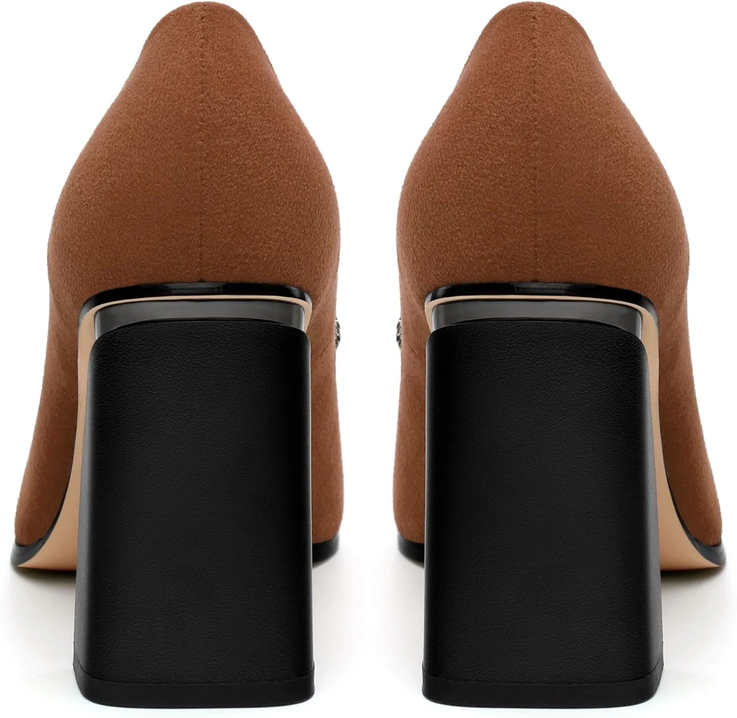 Women's Suede Chunky Block high Heels Comfortable Closed Pointed Toe Slip On Pumps Dinner Wedding Party Office Shoes 3.5 inch