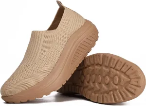 Women's Walking Shoes Slip-On Light Mesh Casual Jogging Shoes Knit Upper Non Slip Breathable Thick Rocking Bottom Shoes