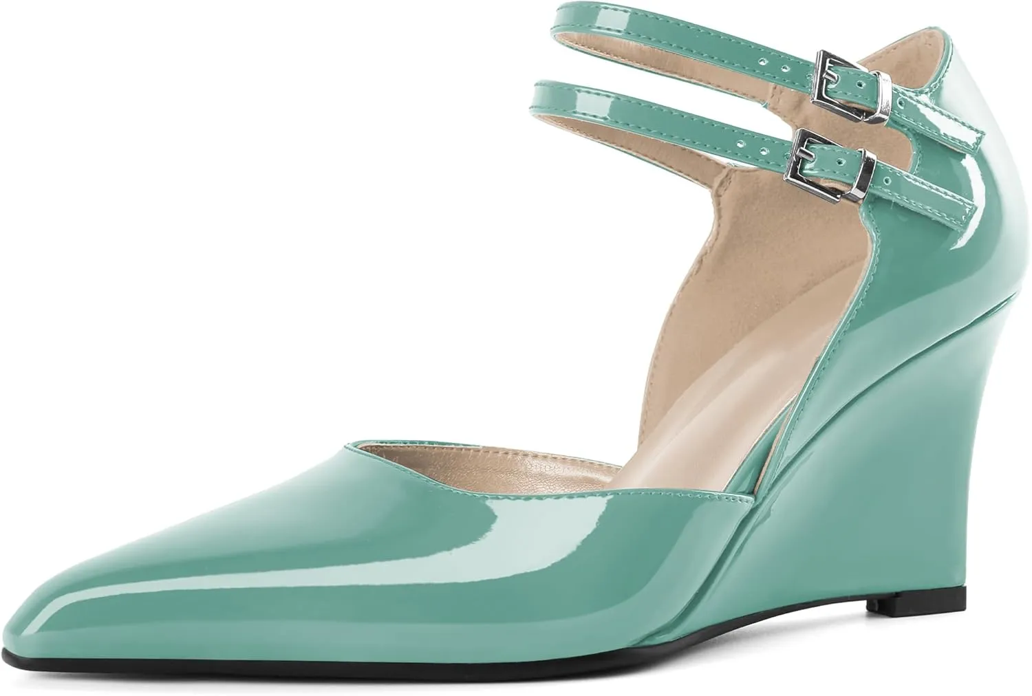 Women's Wedge Heel Pumps High Heel Pumps Stylish Pointed Toe Heels for Women Comfortable Wedge Heels Office Dressy 3.4 Inch Mary Jane Shoes