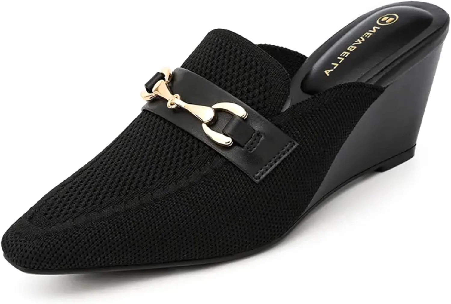 Women's Wedge Mules Mid Heel Sandals Pointed Toe Dressy Sandals Comfortable Heels Wedding Casual Shoes