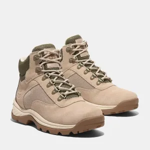 Women's White Ledge Mid Lace-Up Waterproof Hiking Boot - Light Beige Suede