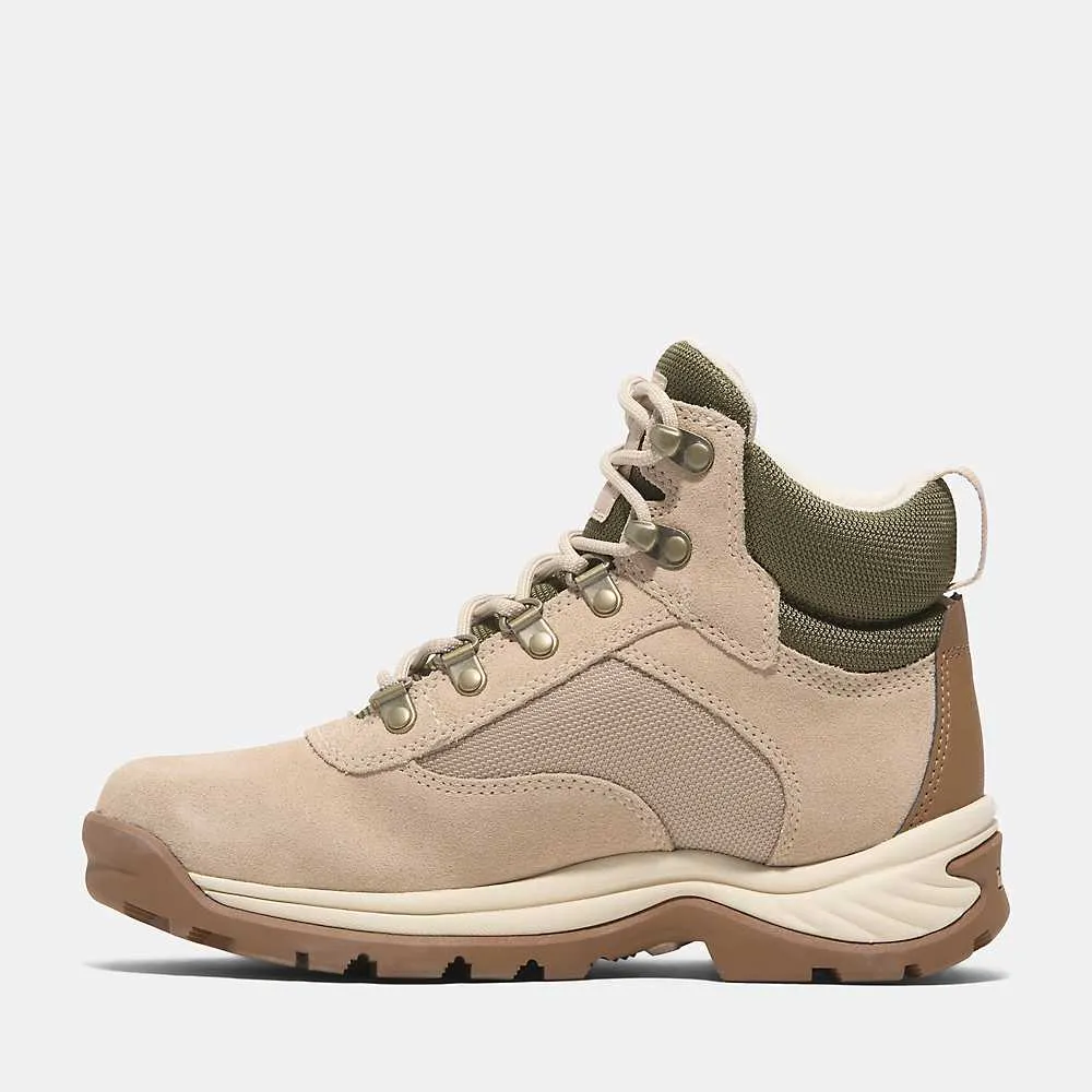 Women's White Ledge Mid Lace-Up Waterproof Hiking Boot - Light Beige Suede