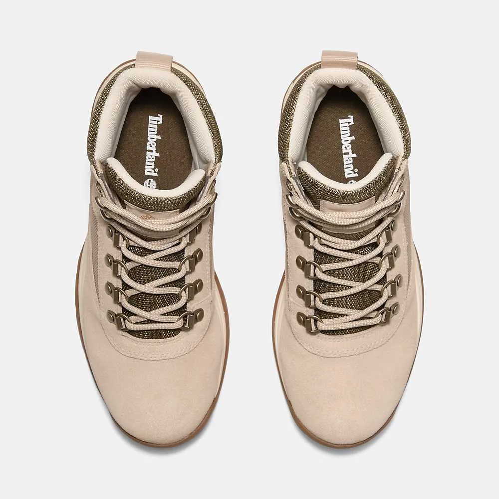 Women's White Ledge Mid Lace-Up Waterproof Hiking Boot - Light Beige Suede