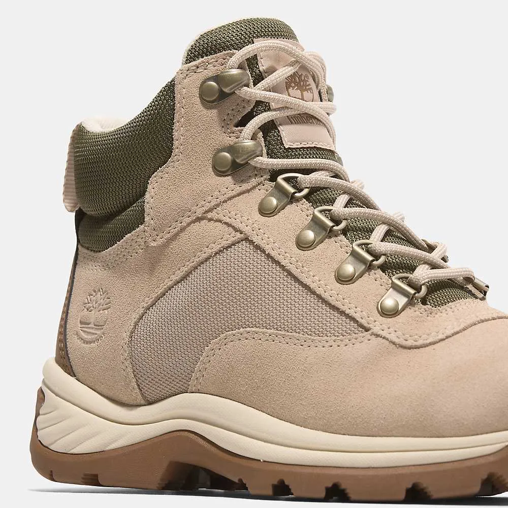 Women's White Ledge Mid Lace-Up Waterproof Hiking Boot - Light Beige Suede