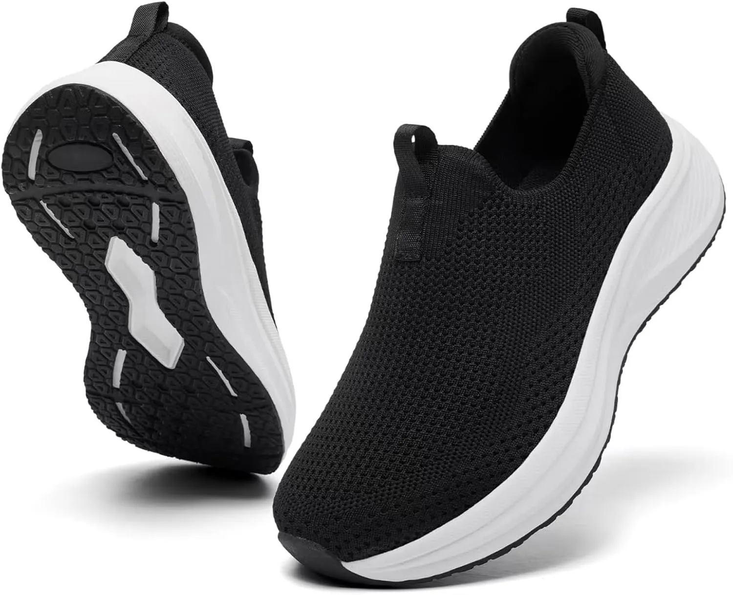 Women's Wide Non-Slip Walking Shoes Lightweight Breathable Sock Sneakers Casual Athletic Tennis Shoes Comfortable Slip On Shoes