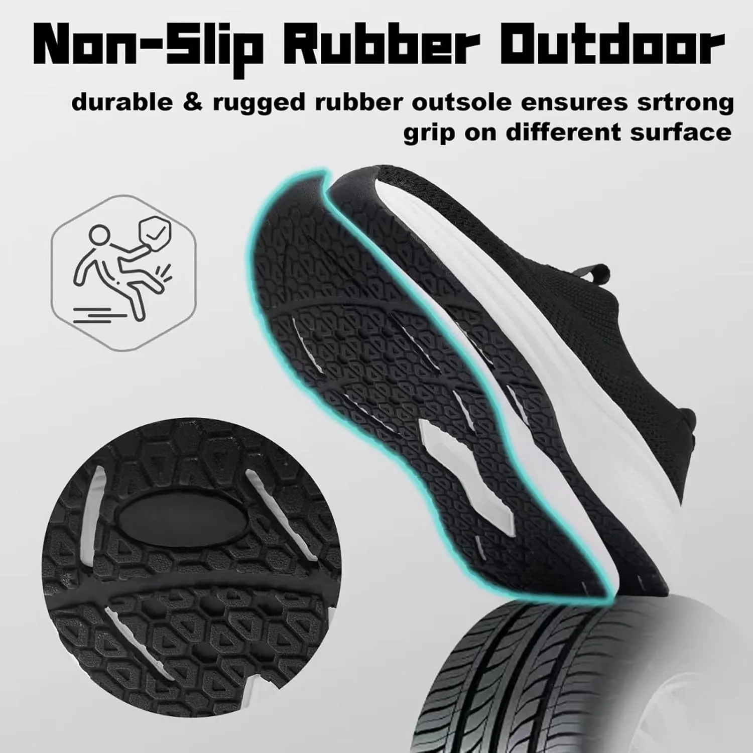 Women's Wide Non-Slip Walking Shoes Lightweight Breathable Sock Sneakers Casual Athletic Tennis Shoes Comfortable Slip On Shoes