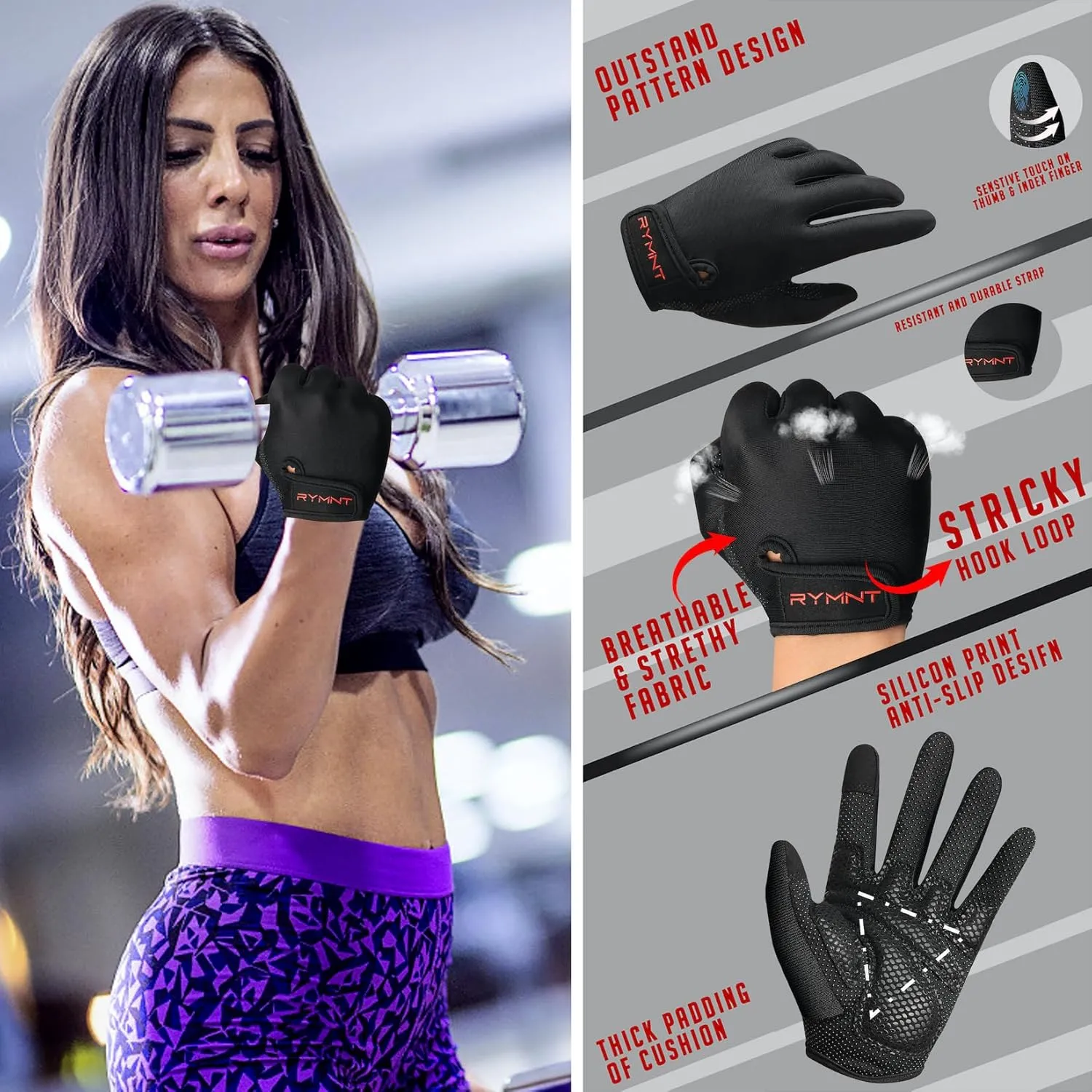 Workout Gloves for Women Men - Weight Lifting Gloves with Full Palm Protection & Extra Grip for Women Gym, Weightlifting, Weight Lift, Rowing, Exercise, Sport, Cycling