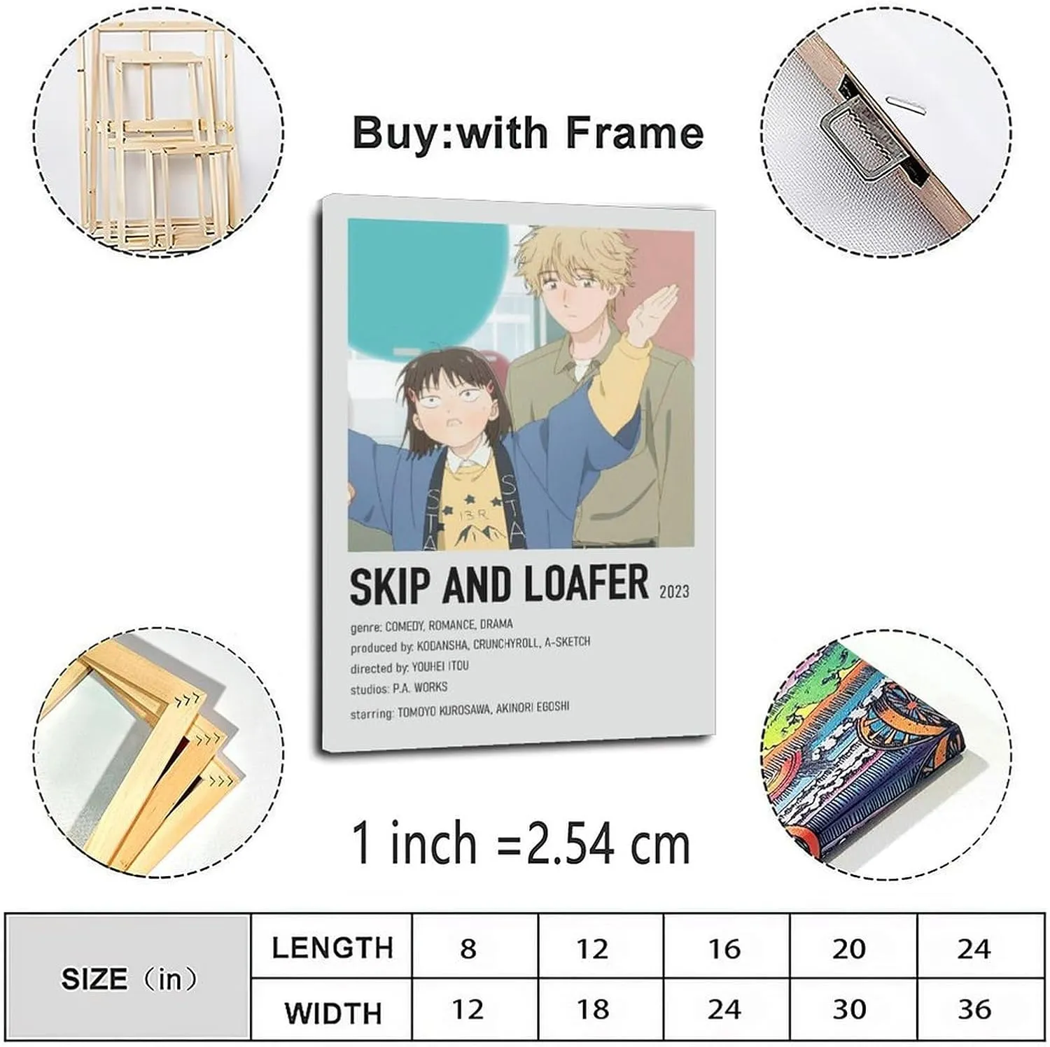XHYDID Japanese Anime Skip And Loafer Poster Romantic Anime Poster (2) Canvas Painting Wall Art Poster for Bedroom Living Room Decor 20x30inch(50x75cm) Frame-style