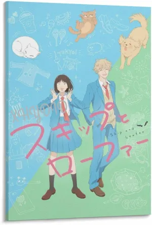 XHYDID Japanese Anime Skip And Loafer Poster Romantic Anime Poster (3) Canvas Painting Wall Art Poster for Bedroom Living Room Decor 20x30inch(50x75cm) Frame-style