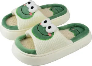 XIXITIAO Cow Slippers for Women/Men Indoor, Cute Cartoon Animal House Shoes, Comfortable Cotton Linen Bedroom Kawaii Cloud Slides