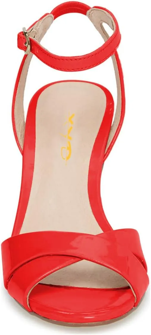 XYD Women Chic Cross Strap Slingback Ankle Strap High Heel Patent Buckle Sandal Pump Shoes
