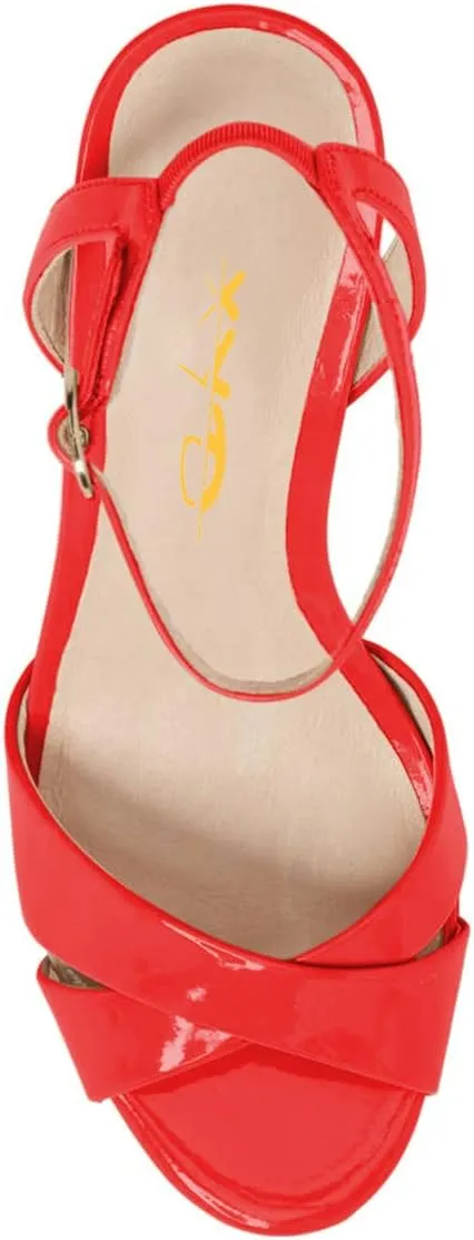 XYD Women Chic Cross Strap Slingback Ankle Strap High Heel Patent Buckle Sandal Pump Shoes