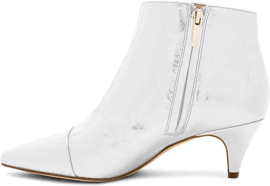 XYD Women Chic Low Kitten Heel Ankle Boots Pointed Closed Toe Side Zipper Prom Glitter Party Fashion Short Bootie Shoes
