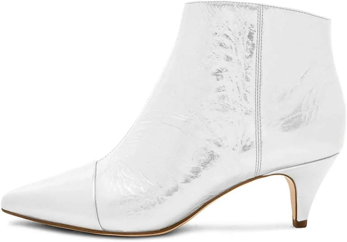 XYD Women Chic Low Kitten Heel Ankle Boots Pointed Closed Toe Side Zipper Prom Glitter Party Fashion Short Bootie Shoes