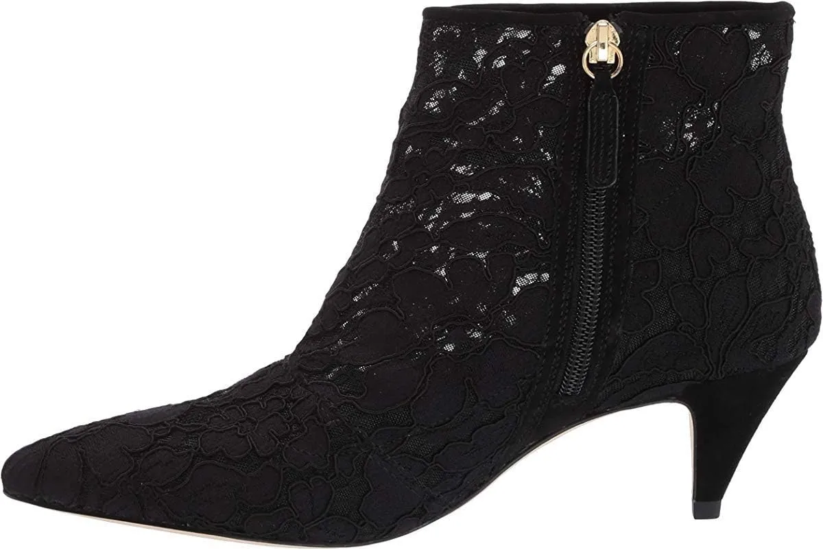 XYD Women Chic Low Kitten Heel Ankle Boots Pointed Closed Toe Side Zipper Prom Glitter Party Fashion Short Bootie Shoes