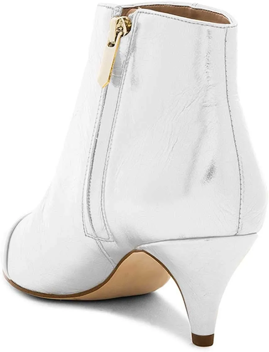 XYD Women Chic Low Kitten Heel Ankle Boots Pointed Closed Toe Side Zipper Prom Glitter Party Fashion Short Bootie Shoes