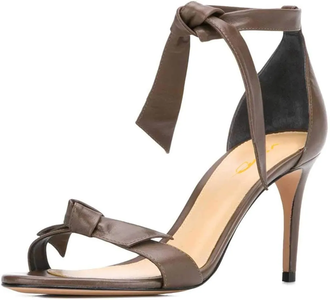 XYD Women Open Toe Kitten Sandals with Cute Bowtie Ankle Strap Mid High Heels Sweet Girls Dress Pumps Shoes