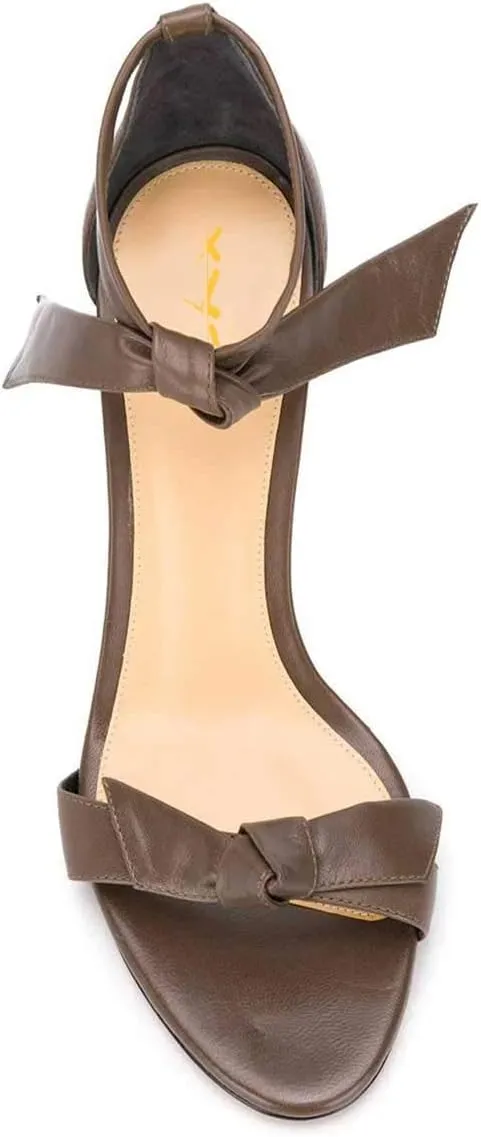 XYD Women Open Toe Kitten Sandals with Cute Bowtie Ankle Strap Mid High Heels Sweet Girls Dress Pumps Shoes
