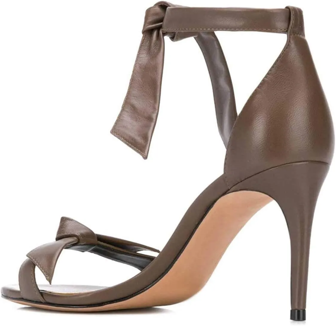 XYD Women Open Toe Kitten Sandals with Cute Bowtie Ankle Strap Mid High Heels Sweet Girls Dress Pumps Shoes