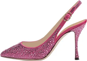 XYD Women Pointed Toe Stiletto Pumps Rhinestones Slingback High Heels Sandals Chic Party Wedding Dress Shoes