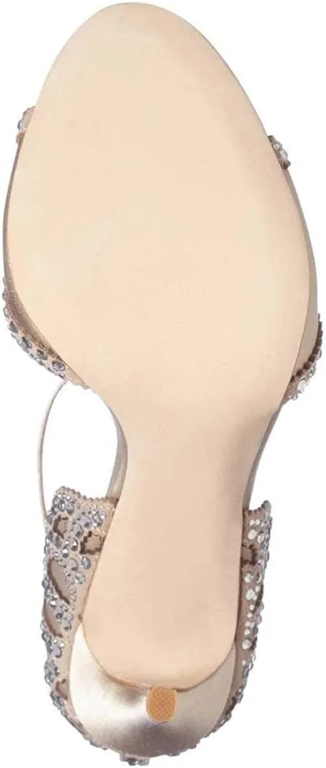 XYD Women's Sandals, Chic Peep Toe, D'Orsay Stiletto High Heels, Rhinestone Studs, Ankle Strap Satin Shoes for Wedding Ballroom