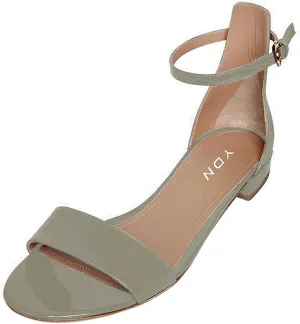 YDN Womens Chic Block Low Heel Sandals Open Toe Ankle Strap Patent Comfortable Walking Dress Flat Shoes Size 4-15