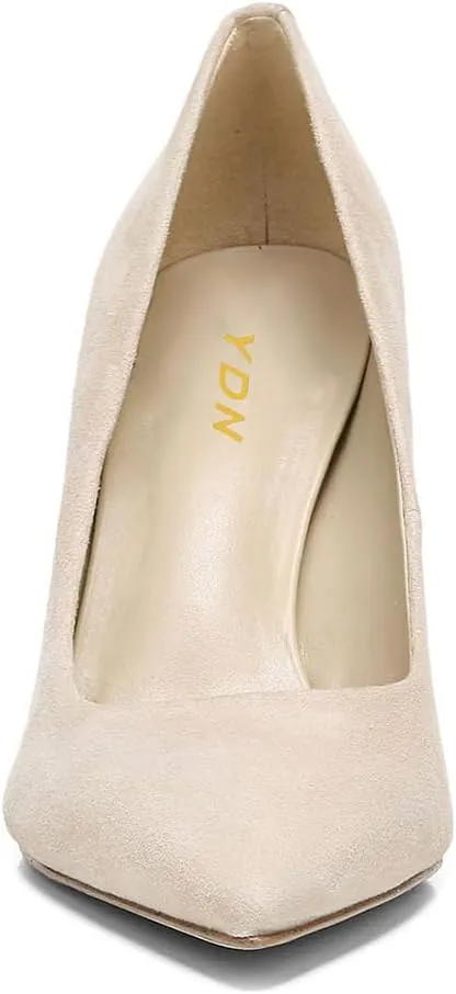 YDN Women's Chic Pointed Closed Toe Mid Heel Pumps Slip on Stiletto Slide Dress Shoe for Party Prom Size 4-15 US