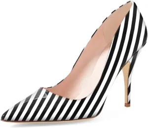 YDN Women's Chic Pointed Closed Toe Mid Heel Pumps Slip on Stiletto Slide Dress Shoe for Party Prom Size 4-15 US