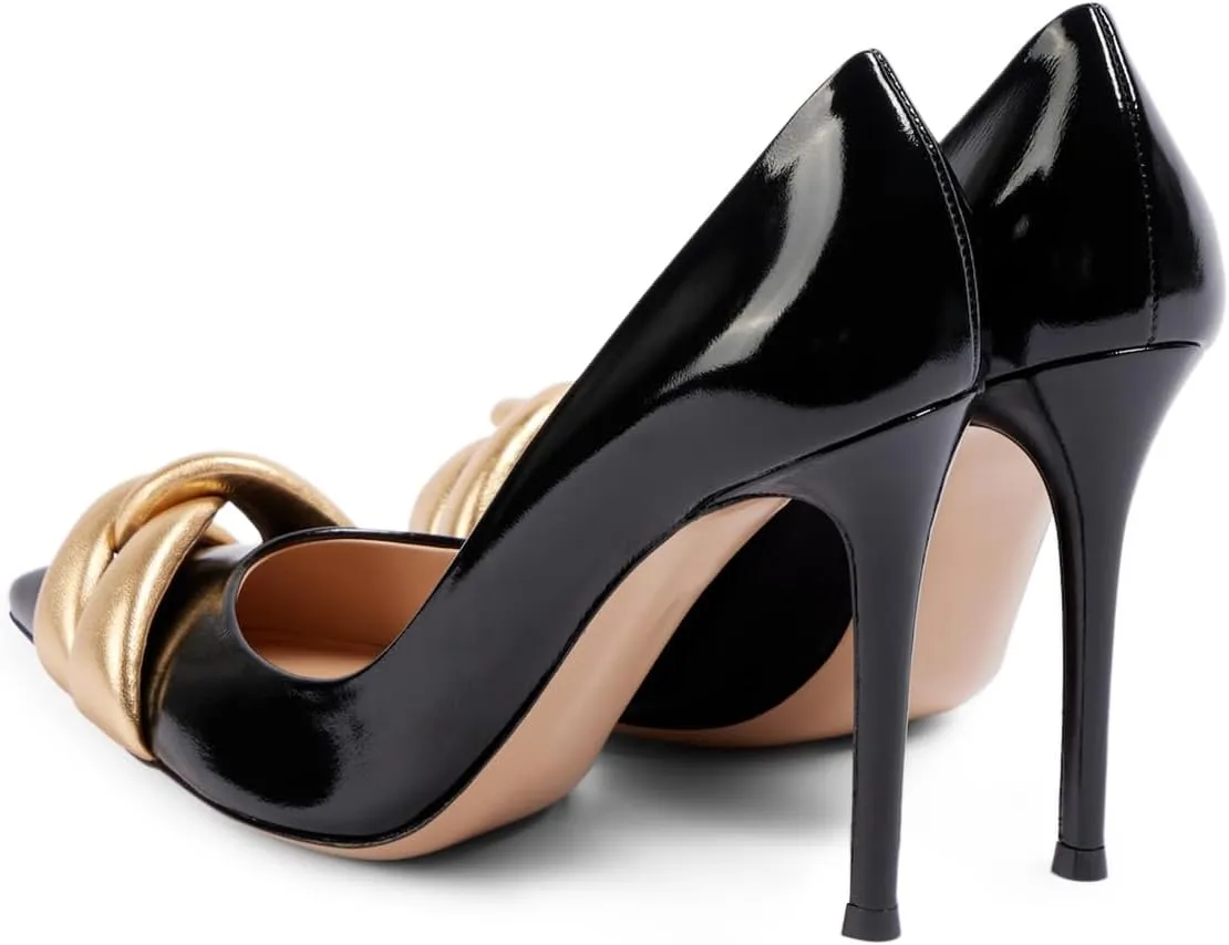 YDN Women's Chic Sky High Heel Knots Pumps Stilettos Slip On Pointed Closed Shoes Formal Working Office Size 4-16 US