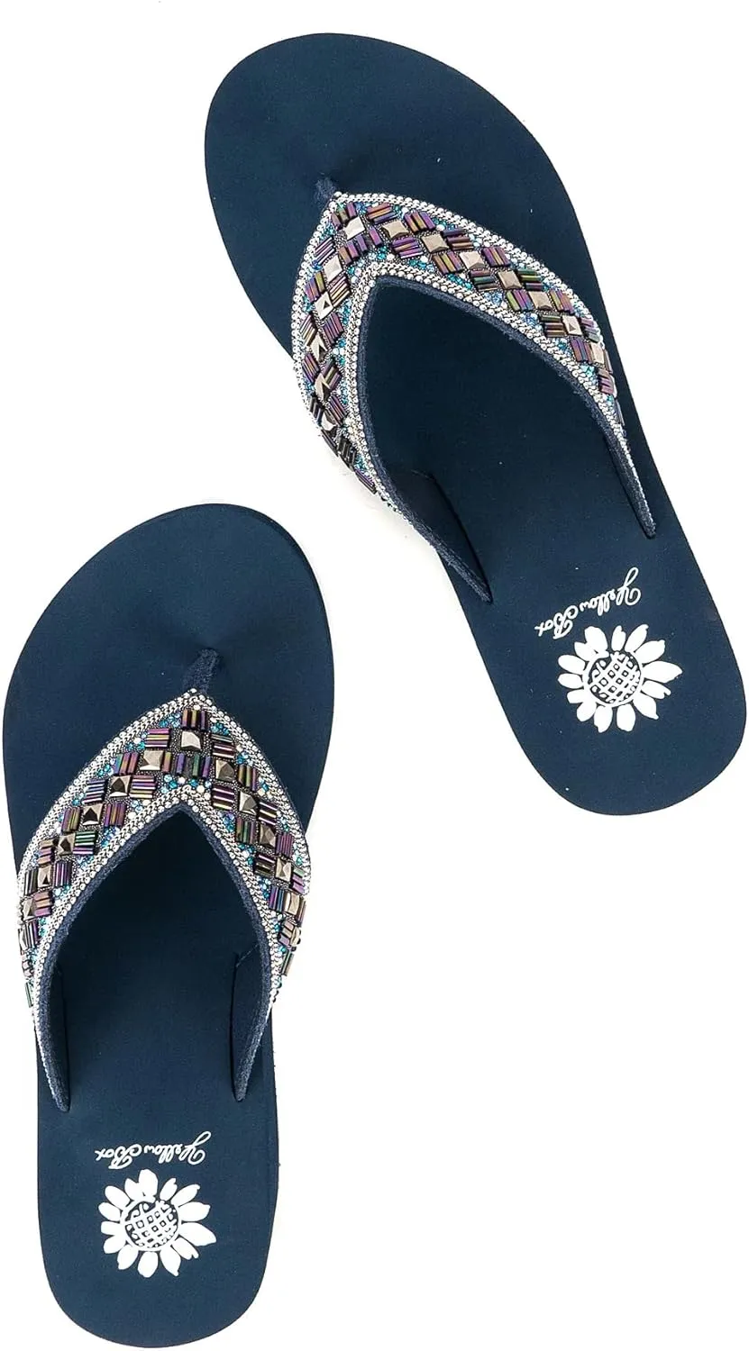 Yellow Box Women's Selvia Wedge Sandal, Round Toe, Medium-High 2 Inch Heel, 0.75 Inch Platform Comfortable Flip-Flop